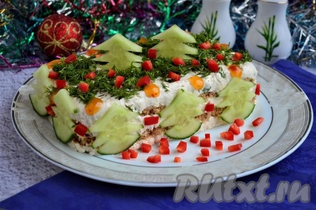 Закусочный торт с селёдкой и хлебом