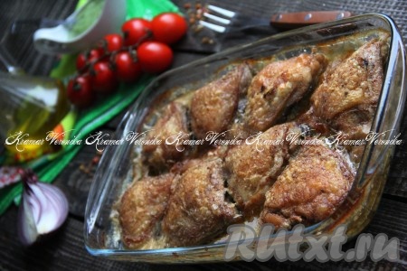 Курица в сливочном соусе с шампиньонами в духовке