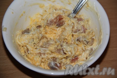 Тщательно перемешать и начинка для тарталеток готова.
