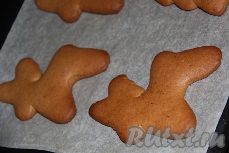 Имбирные пряники выпекать 10-15 минут в духовке, разогретой до 210 градусов (выпечка должна стать красивого золотистого цвета). Остудить выпечку на пергаментной бумаге в течение 2-3 минут, а затем снять пряники с бумаги и дать им полностью остыть.
