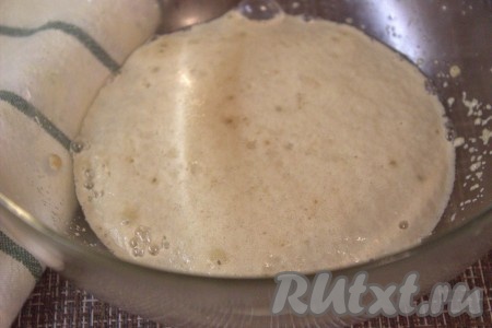 По истечении времени опара должна запузыриться и увеличиться в объёме.
