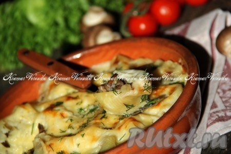 Макароны "Ракушки", фаршированные грибами с соусом бешамель, запекать в разогретой духовке минут 25-30 при температуре 180 градусов. К столу подать в горячем виде. Ракушки, фаршированные грибной начинкой, получаются и сытными, и очень вкусными, обязательно приготовьте это аппетитное блюдо!