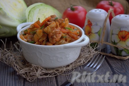 Бигус из свежей капусты с курицей