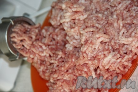 Свинину перекрутить на мясорубке.
