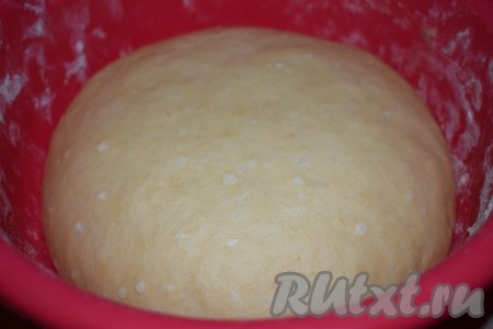 Когда подошедшее тесто увеличится в объёме в два раза, приступаем к приготовлению новогодней пиццы.