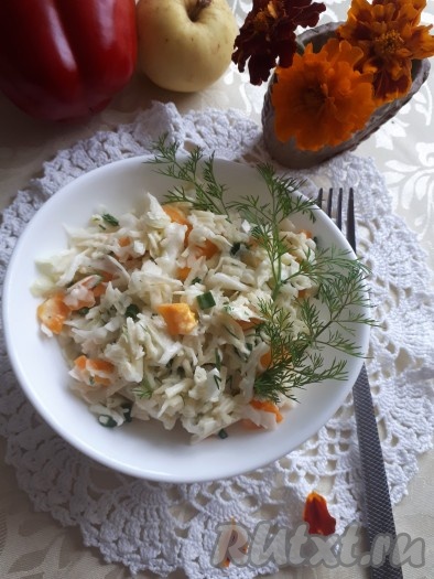 Салат из капусты с болгарским перцем и яблоком