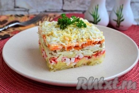 Салат "Неженка" с крабовыми палочками