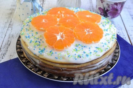 Торт "Молочная девочка" со сметанным кремом