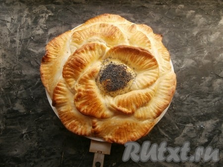 Выпекать пирог в предварительно разогретой до 180-190 градусов духовке 35-45 минут.