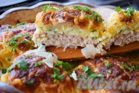 Стожки из фарша с картофелем и сыром