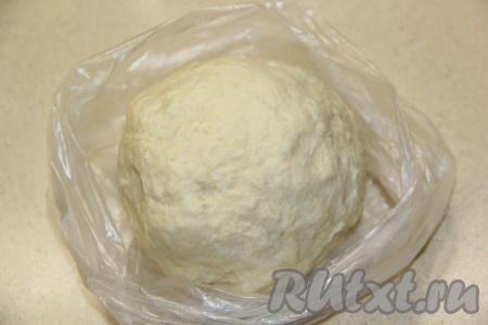 Тесто для приготовления курзе должно получиться эластичным, поместить его в пакет и оставить при комнатной температуре на 1 час.