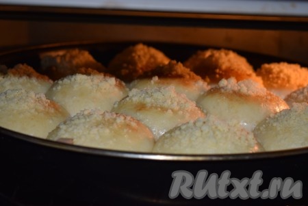 Отправляем противень с булочками в разогретую духовку и выпекаем при температуре 180 градусов, примерно, 30-35 минут.