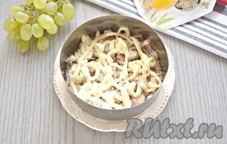 Сверху делаем густую сеточку из майонеза.