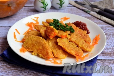 Тыква в кляре на сковороде