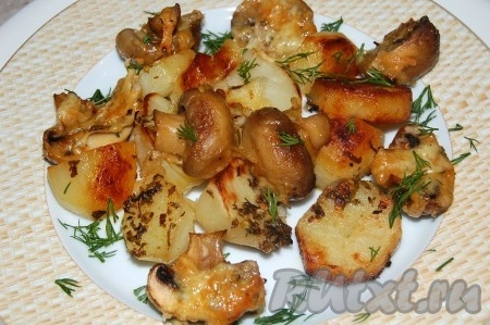 Шампиньоны, запеченные с сыром в духовке