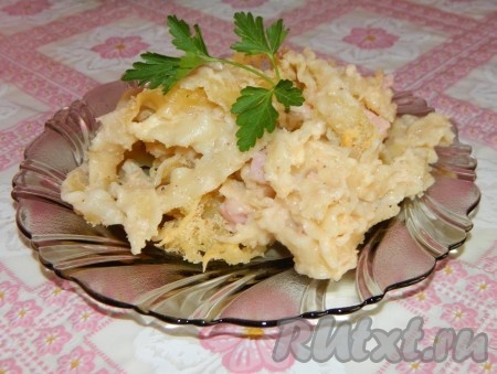 Лапша с ветчиной и сыром