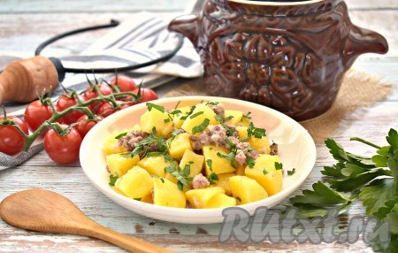 Приготовить это сытное блюдо совсем несложно, а в результате вы подадите к столу мягкую картошечку с нежнейшим фаршем.