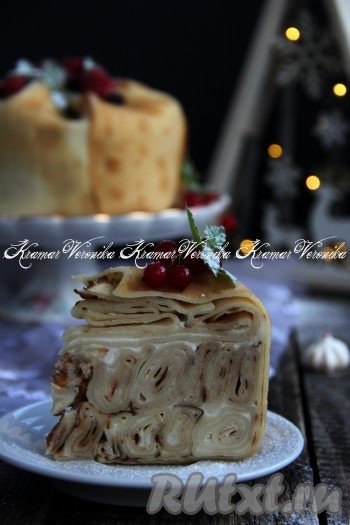 А вот каким получился этот блинный тортик в разрезе, угощайтесь!