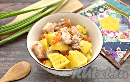 Свиная грудинка с картошкой в казане