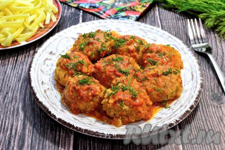 Тефтели из свиного фарша с рисом с подливкой