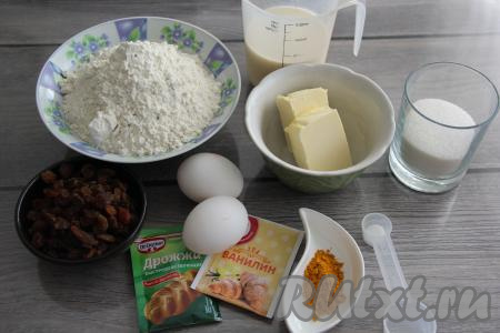 Подготовить продукты для приготовления кулича на заварном тесте.