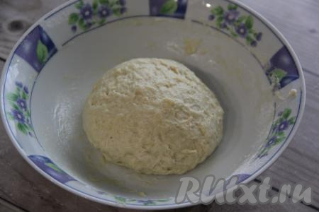 Вымесить тесто руками. Оно получится нежным и пластичным. Оставить тесто в миске, накрыв полотенцем, при комнатной температуре на 20 минут.