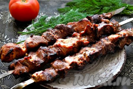 Подавать вкуснейший шашлык из утиных грудок горячим!