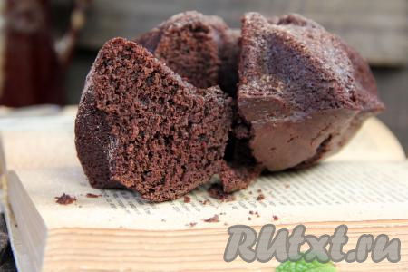Шоколадный кекс получился очень вкусным, ароматным, с приятной влажной текстурой. Посмотрите, какой мелкопористый разрез!