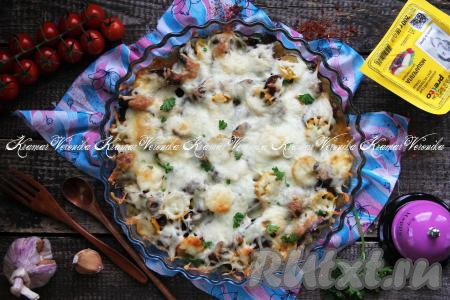 Куриная печень под шубой в духовке