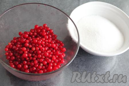 Подготовить продукты для приготовления красной смородины, протёртой с сахаром, без варки на зиму. Перебрать красную смородину, убирая испорченные ягоды и все веточки. 500 грамм перебранной красной смородины промыть водой, выложить в дуршлаг (или сито) и отставить минут на 5-6, чтобы с ягод стекла лишняя влага.