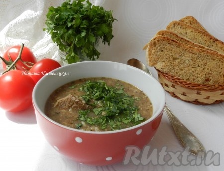 Острый, жгучий, ароматный, очень вкусный харчо с ткемали и грецкими орехами готов. При подаче добавить в тарелки свежую кинзу.
