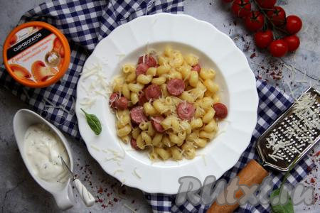 Макароны с сосисками в мультиварке