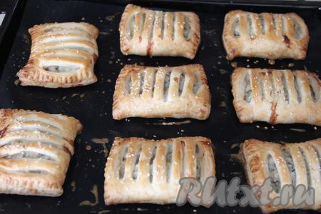 Выпекать пирожки с фаршем минут 30.