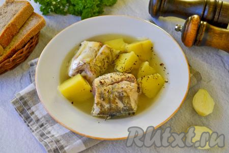 Ароматную, вкусную уху, приготовленную из судака в домашних условиях, разлейте по тарелкам, посыпьте, по желанию, чёрный молотым перцем, свежей зеленью и подавайте к столу.