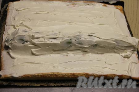 Покрыть киви оставшимся кремом.