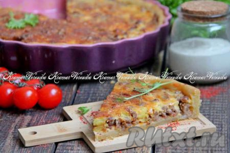 Киш с фаршем и картошкой