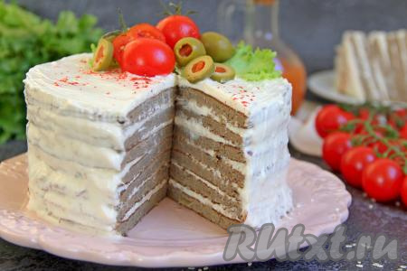 Печёночный торт из куриной печени со сметаной