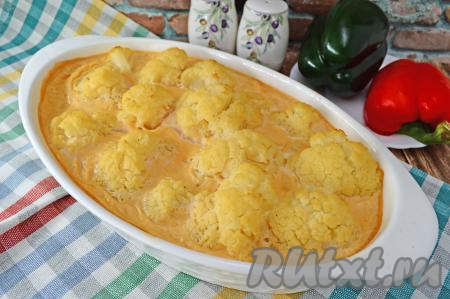 Цветная капуста с молоком и яйцами в духовке