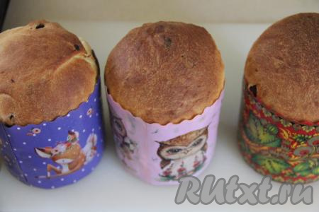Достать готовые куличи из духовки, полностью остудить.