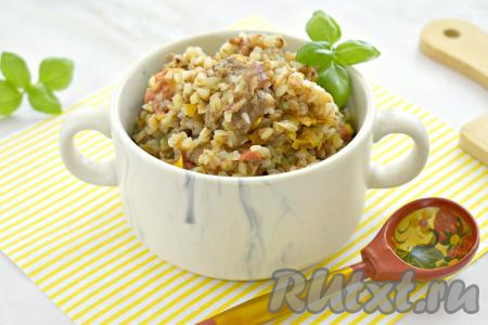 Раскладываем гречку с филе индейки по тарелкам и подаём аппетитное, сытное блюдо в горячем виде к столу. Просто и вкусно, попробуйте!