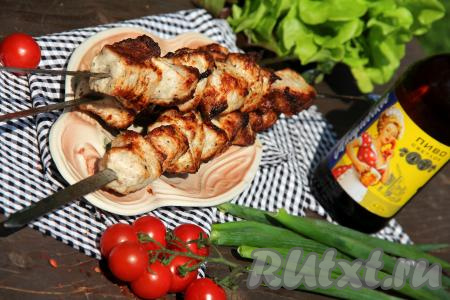 Мясо подавать сразу же к столу в горячем виде. Шашлык из свинины, маринованной в майонезе с луком, получается очень сочным, вкусным, нежным, он просто тает во рту.