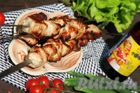 Шашлык из свинины с луком и майонезом
