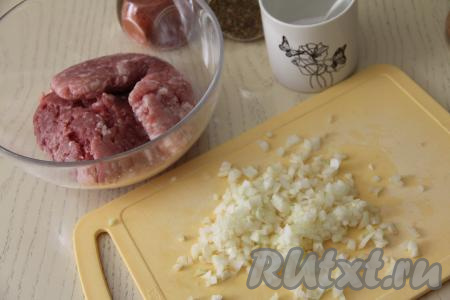 Лук почистить и мелко нарезать.