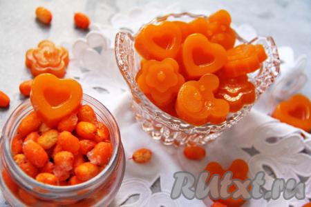 Яркий, в меру сладкий мармелад, приготовленный из облепихи с добавлением агар-агара, выложить в пиалу и подать наивкуснейший домашний десерт к столу.