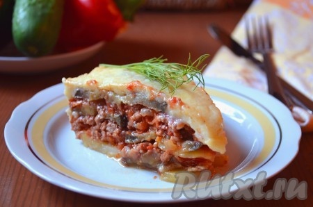 Мусака с баклажанами и картофелем в духовке