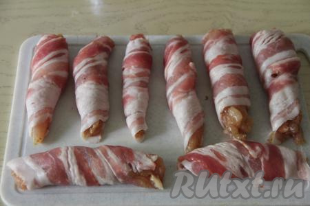 Вот такие 8 заготовок куриного филе в беконе у меня получились.&nbsp;