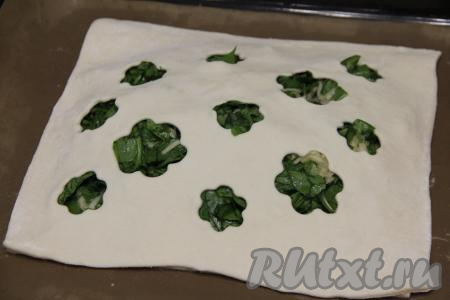 Пласт теста с начинкой накрыть вторым пластом теста, скрепить края теста, формируя пирог.