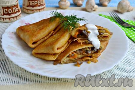 Блины, фаршированные грибами
