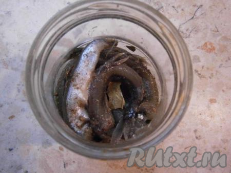 Сложить плотненько мойву в стеклянную банку, накрыть крышкой и поместить в холодильник.