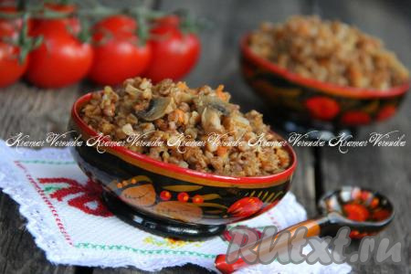 Гречка с фаршем и грибами